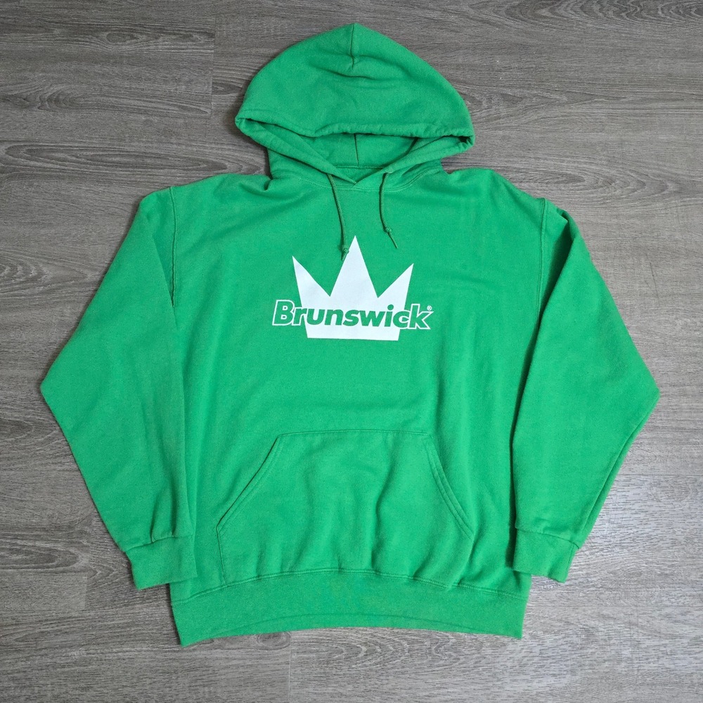 Brunswick Crown Logo Hoodie Sweatshirt Casual Pullover Green Men's XL‎